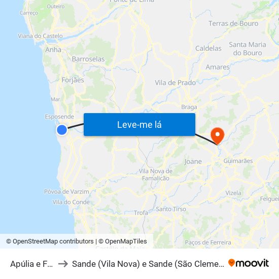 Apúlia e Fão to Sande (Vila Nova) e Sande (São Clemente) map