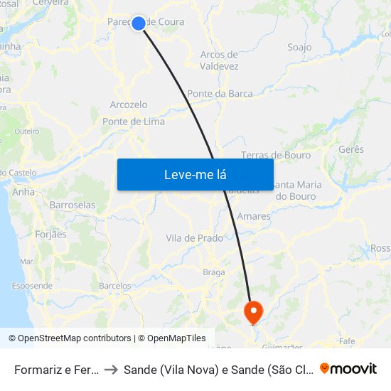 Formariz e Ferreira to Sande (Vila Nova) e Sande (São Clemente) map