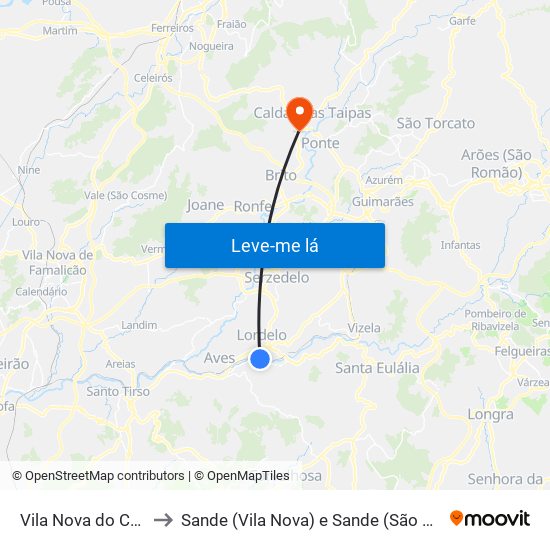 Vila Nova do Campo to Sande (Vila Nova) e Sande (São Clemente) map