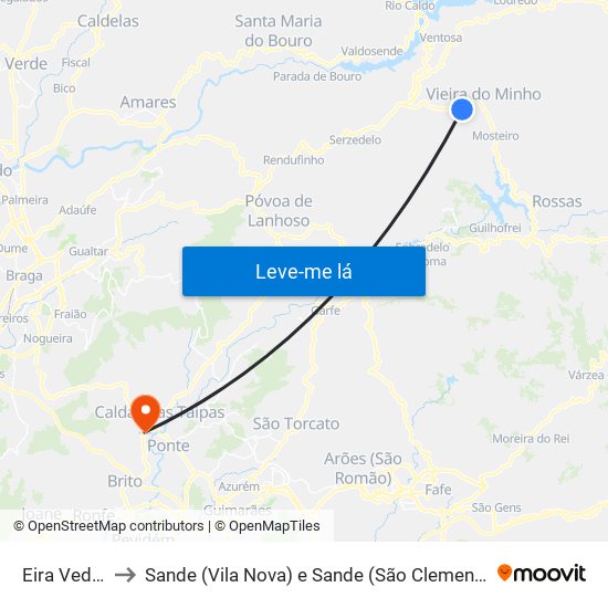Eira Vedra to Sande (Vila Nova) e Sande (São Clemente) map