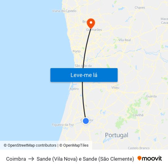 Coimbra to Sande (Vila Nova) e Sande (São Clemente) map