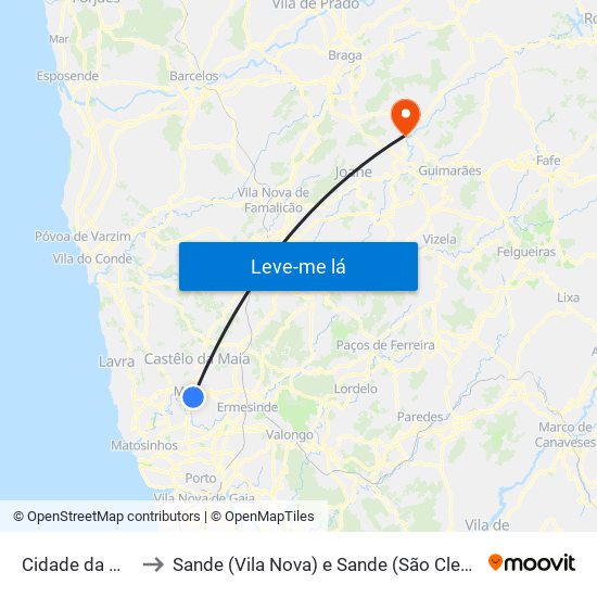 Cidade da Maia to Sande (Vila Nova) e Sande (São Clemente) map