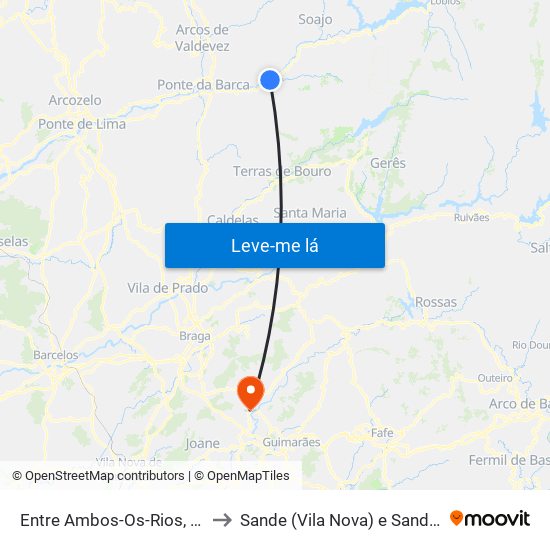 Entre Ambos-Os-Rios, Ermida e Germil to Sande (Vila Nova) e Sande (São Clemente) map
