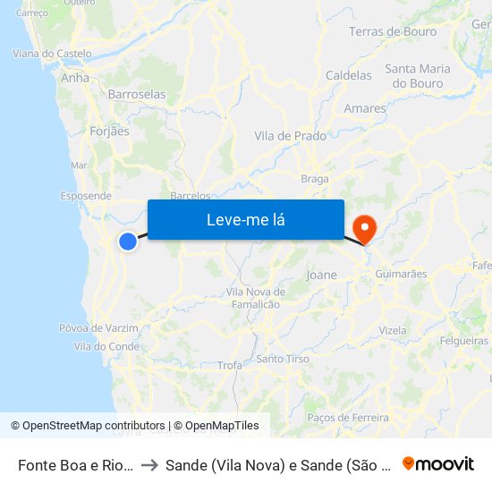 Fonte Boa e Rio Tinto to Sande (Vila Nova) e Sande (São Clemente) map