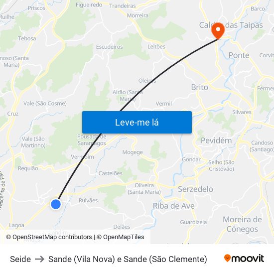 Seide to Sande (Vila Nova) e Sande (São Clemente) map