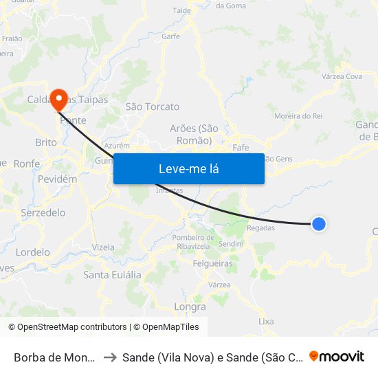 Borba de Montanha to Sande (Vila Nova) e Sande (São Clemente) map