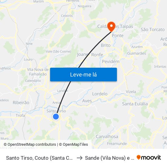 Santo Tirso, Couto (Santa Cristina e São Miguel) e Burgães to Sande (Vila Nova) e Sande (São Clemente) map