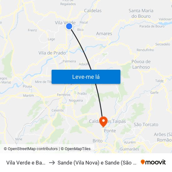 Vila Verde e Barbudo to Sande (Vila Nova) e Sande (São Clemente) map