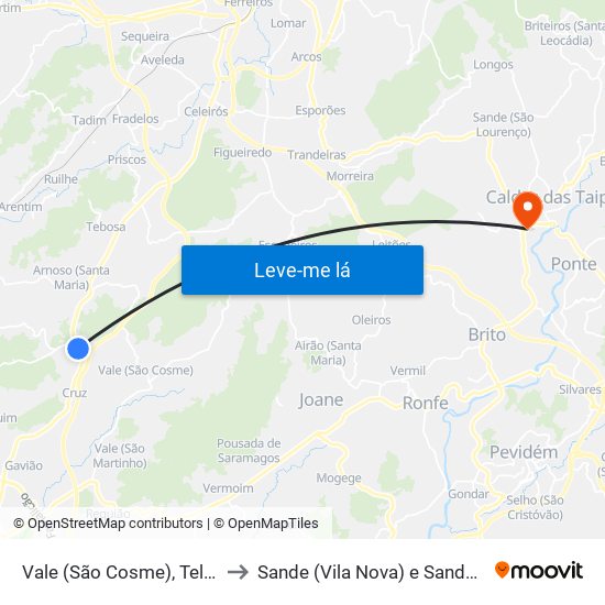 Vale (São Cosme), Telhado e Portela to Sande (Vila Nova) e Sande (São Clemente) map