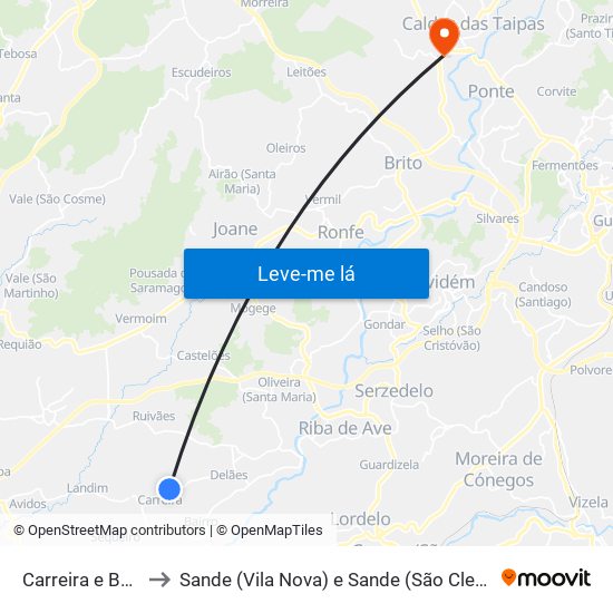 Carreira e Bente to Sande (Vila Nova) e Sande (São Clemente) map