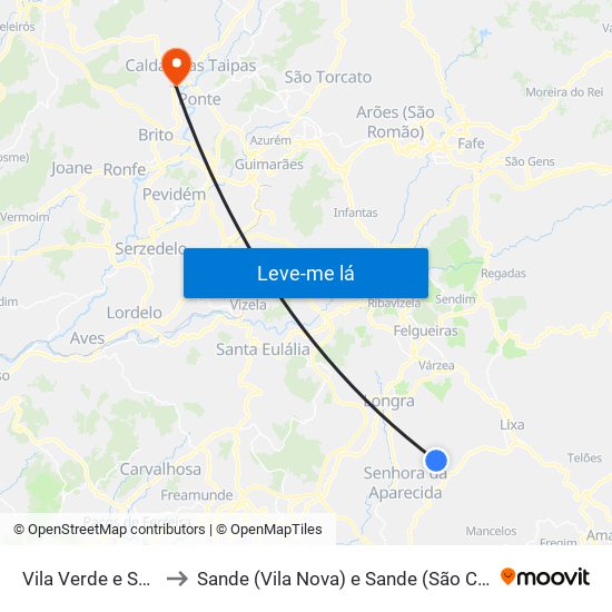 Vila Verde e Santão to Sande (Vila Nova) e Sande (São Clemente) map