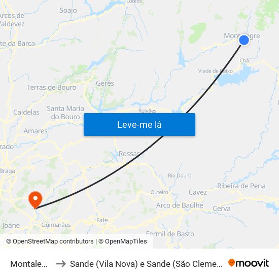 Montalegre to Sande (Vila Nova) e Sande (São Clemente) map