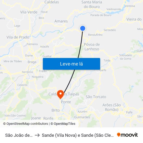 São João de Rei to Sande (Vila Nova) e Sande (São Clemente) map