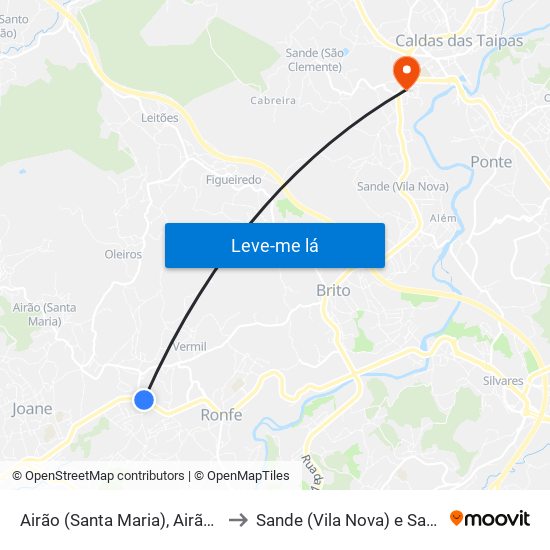 Airão (Santa Maria), Airão (São João) e Vermil to Sande (Vila Nova) e Sande (São Clemente) map