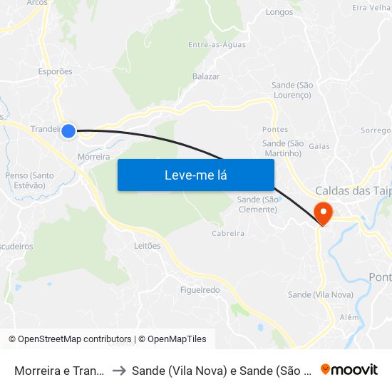 Morreira e Trandeiras to Sande (Vila Nova) e Sande (São Clemente) map