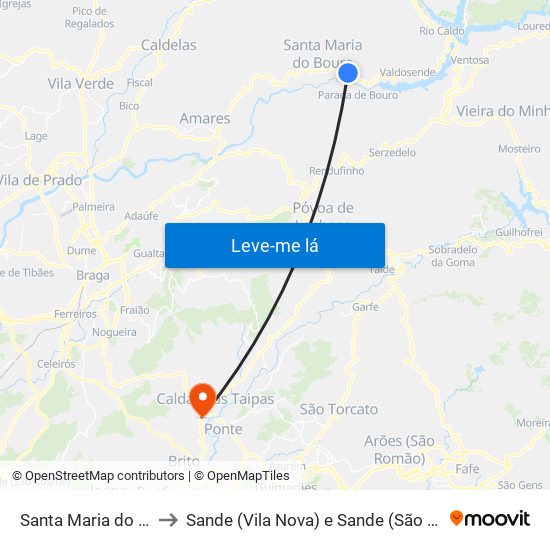 Santa Maria do Bouro to Sande (Vila Nova) e Sande (São Clemente) map