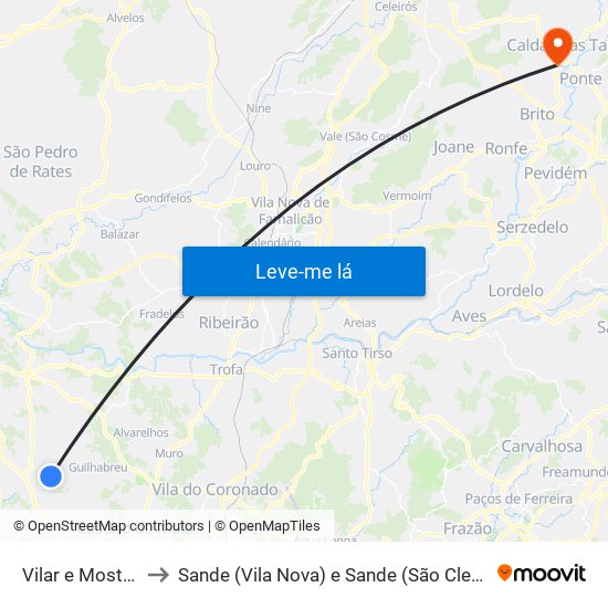 Vilar e Mosteiró to Sande (Vila Nova) e Sande (São Clemente) map