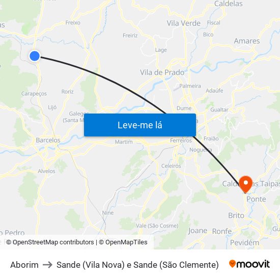 Aborim to Sande (Vila Nova) e Sande (São Clemente) map