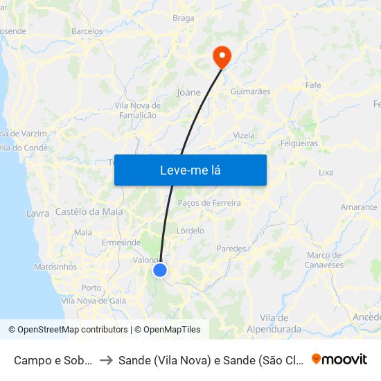 Campo e Sobrado to Sande (Vila Nova) e Sande (São Clemente) map