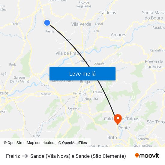 Freiriz to Sande (Vila Nova) e Sande (São Clemente) map