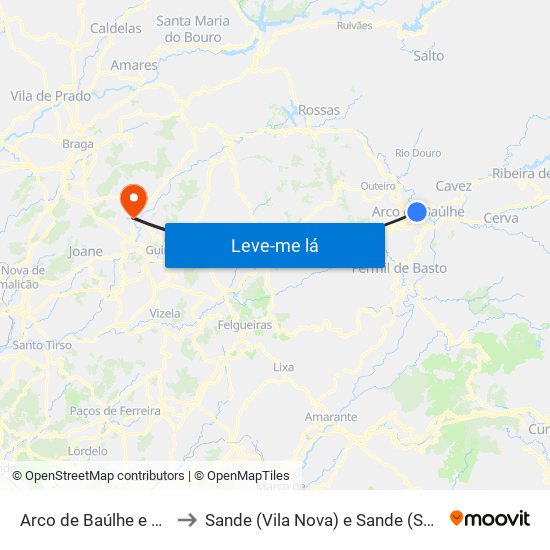 Arco de Baúlhe e Vila Nune to Sande (Vila Nova) e Sande (São Clemente) map