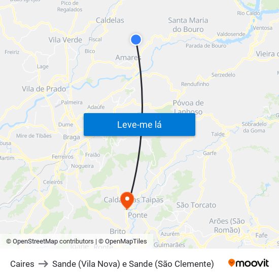 Caires to Sande (Vila Nova) e Sande (São Clemente) map