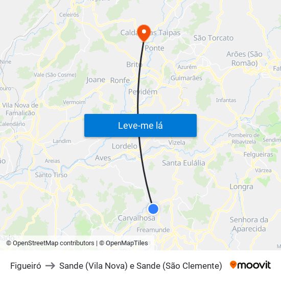 Figueiró to Sande (Vila Nova) e Sande (São Clemente) map