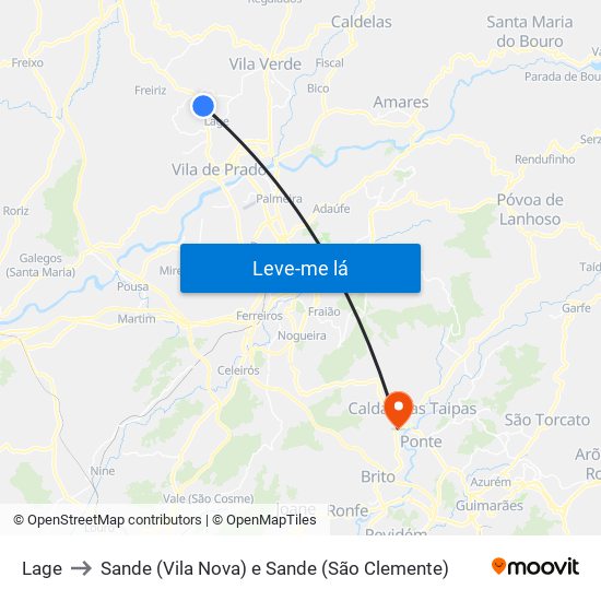 Lage to Sande (Vila Nova) e Sande (São Clemente) map