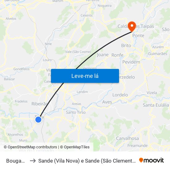 Bougado to Sande (Vila Nova) e Sande (São Clemente) map