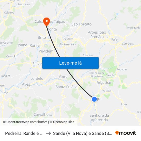 Pedreira, Rande e Sernande to Sande (Vila Nova) e Sande (São Clemente) map