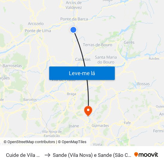 Cuide de Vila Verde to Sande (Vila Nova) e Sande (São Clemente) map