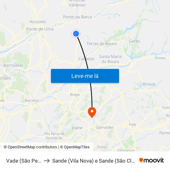 Vade (São Pedro) to Sande (Vila Nova) e Sande (São Clemente) map