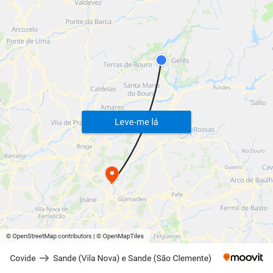 Covide to Sande (Vila Nova) e Sande (São Clemente) map