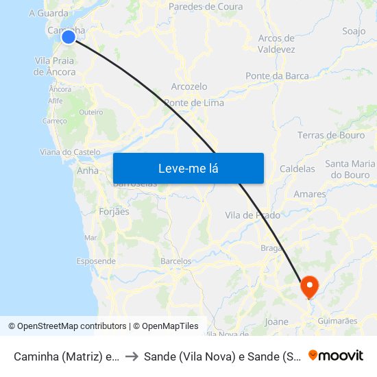 Caminha (Matriz) e Vilarelho to Sande (Vila Nova) e Sande (São Clemente) map