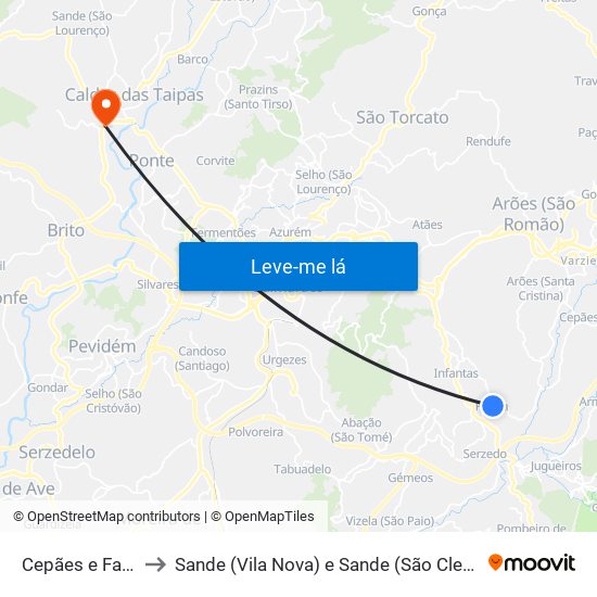 Cepães e Fareja to Sande (Vila Nova) e Sande (São Clemente) map