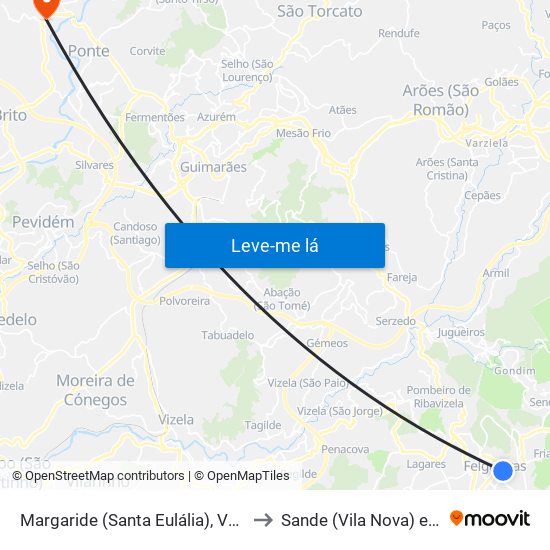 Margaride (Santa Eulália), Várzea, Lagares, Varziela e Moure to Sande (Vila Nova) e Sande (São Clemente) map