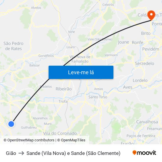 Gião to Sande (Vila Nova) e Sande (São Clemente) map