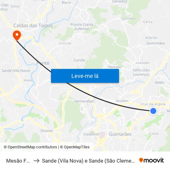 Mesão Frio to Sande (Vila Nova) e Sande (São Clemente) map