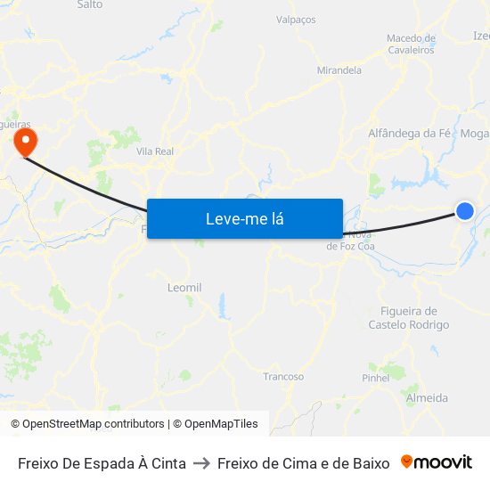 Freixo De Espada À Cinta to Freixo de Cima e de Baixo map