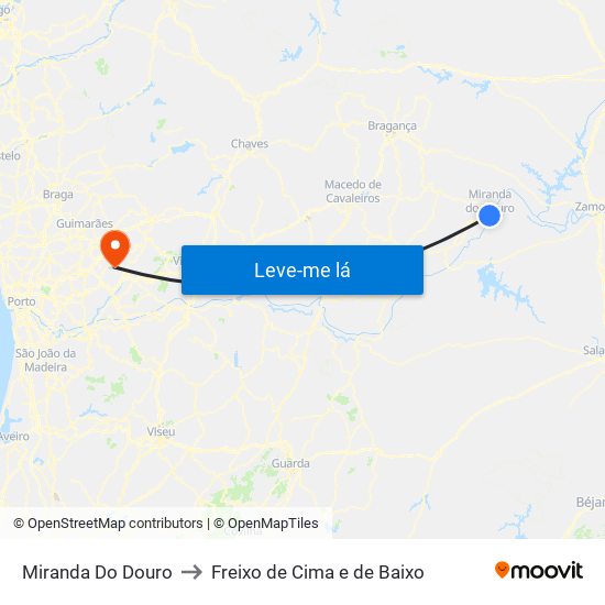 Miranda Do Douro to Freixo de Cima e de Baixo map