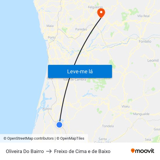 Oliveira Do Bairro to Freixo de Cima e de Baixo map