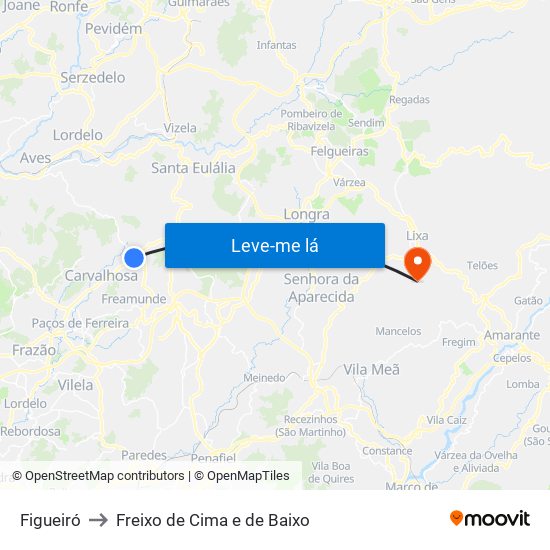 Figueiró to Freixo de Cima e de Baixo map