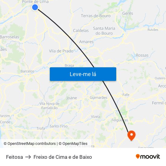 Feitosa to Freixo de Cima e de Baixo map