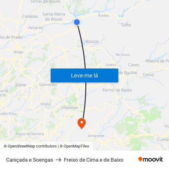 Caniçada e Soengas to Freixo de Cima e de Baixo map