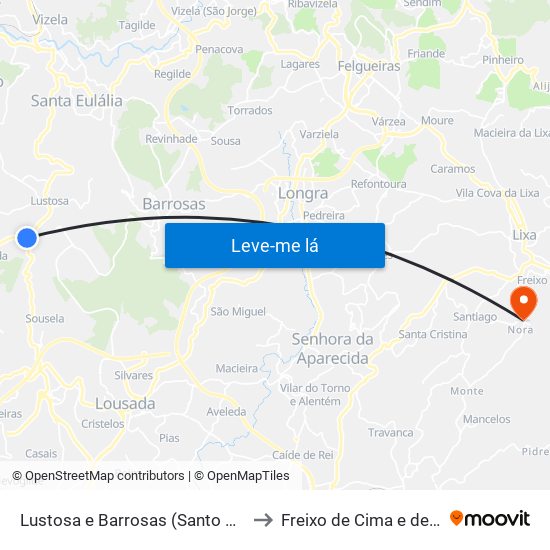 Lustosa e Barrosas (Santo Estêvão) to Freixo de Cima e de Baixo map