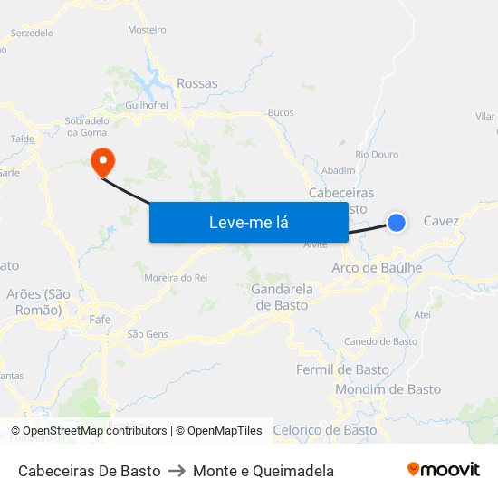 Cabeceiras De Basto to Monte e Queimadela map