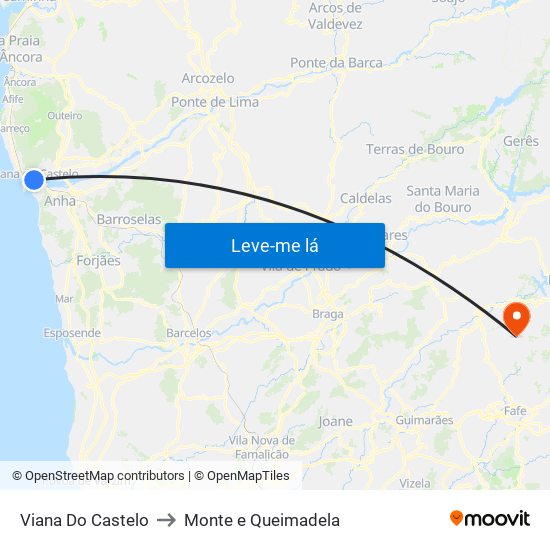 Viana Do Castelo to Monte e Queimadela map