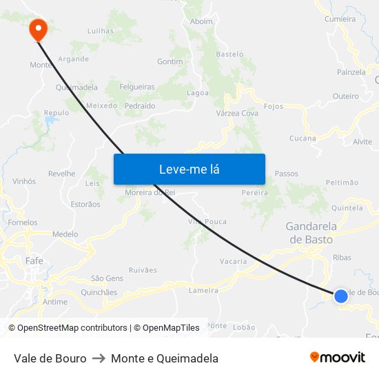 Vale de Bouro to Monte e Queimadela map