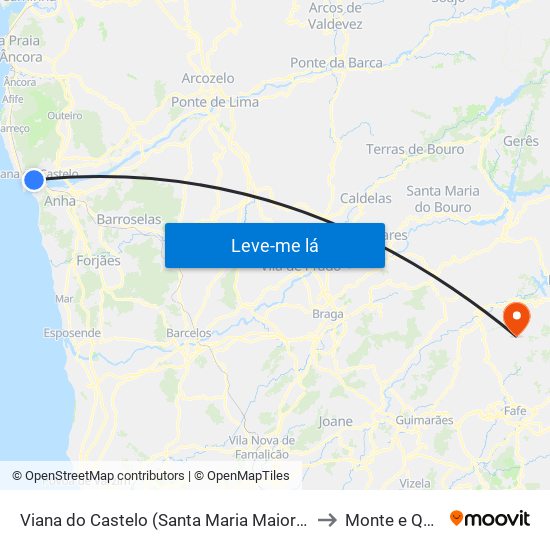Viana do Castelo (Santa Maria Maior e Monserrate) e Meadela to Monte e Queimadela map