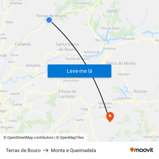 Terras de Bouro to Monte e Queimadela map